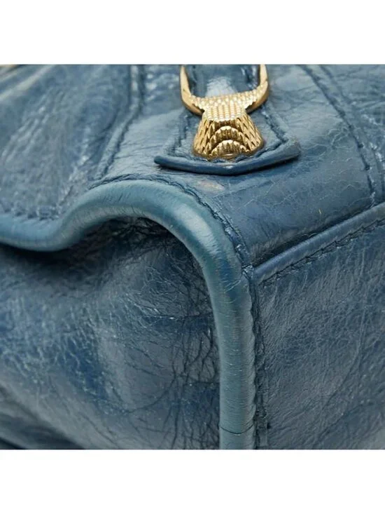 Balenciaga Giant Mini City 2-Way Shoulder Bag Blue Leather - Picture 5 of 10